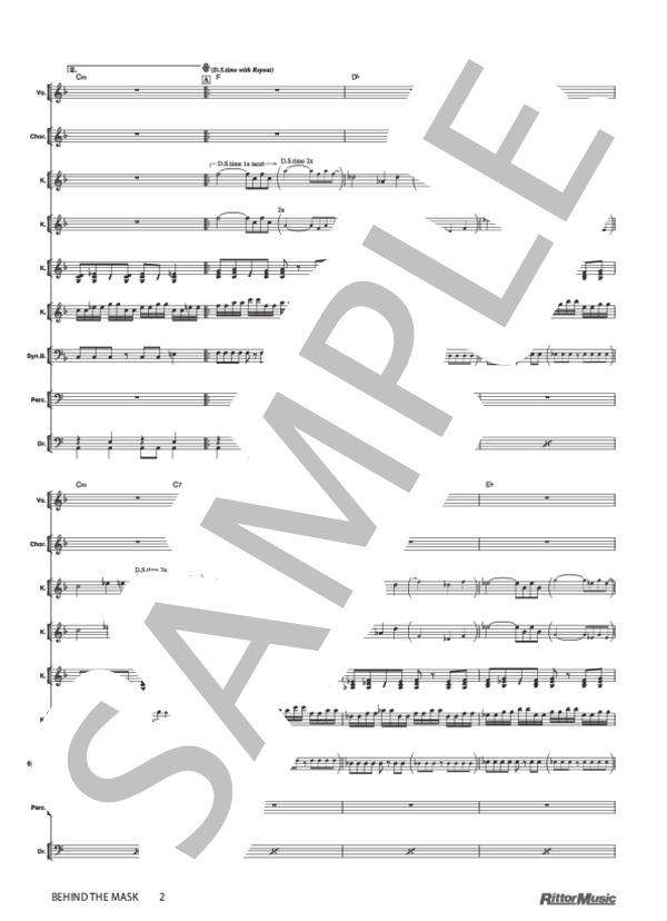 楽譜】BEHIND THE MASK / イエロー・マジック・オーケストラ (バンド