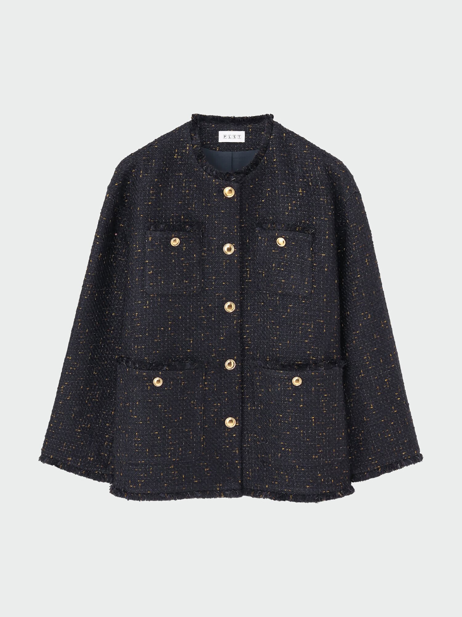 PLST(プラステ)公式 | ツイードノーカラージャケット（ラメ糸入り）