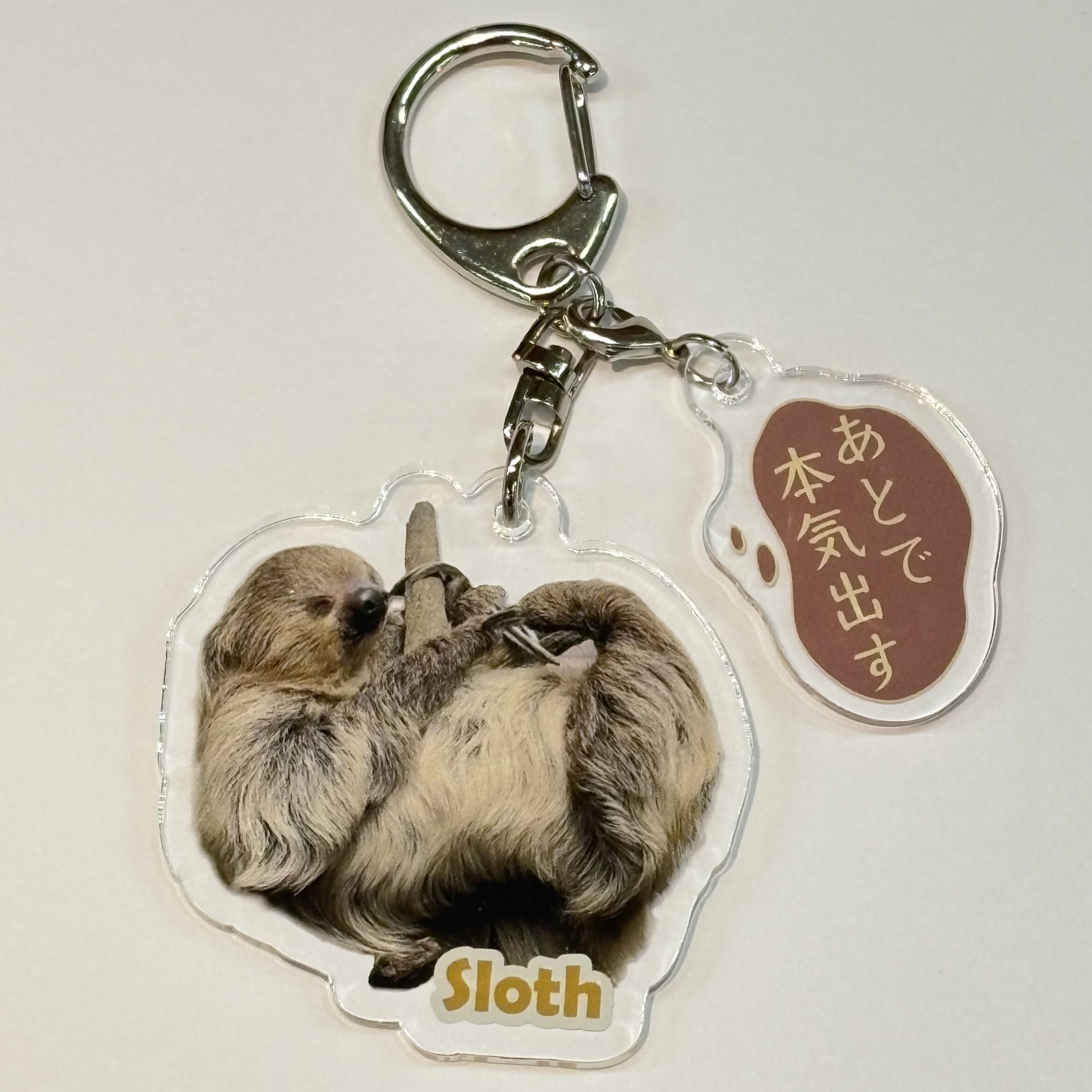 セリフチャーム付き アクリルキーホルダー ナマケモノ | 那須どうぶつ