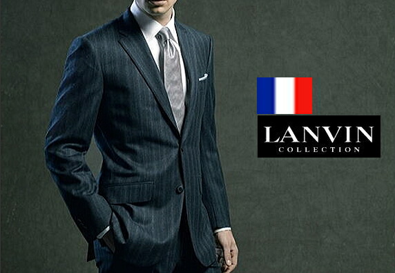 LANVIN スーツ Lanvin by Caruso Suit 47L/48L, Black tonal stripes, 3-button, pure