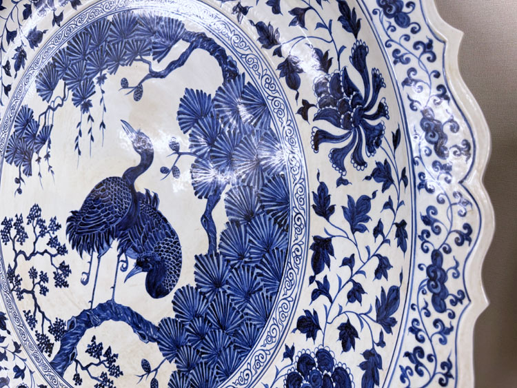 楽天市場】景徳鎮 青花 鳳凰文盤 特大皿 3.5尺 直径約1m13cm 中国美術