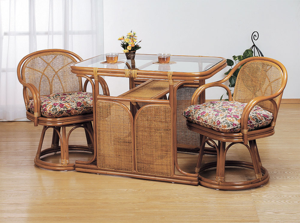 楽天市場】天然籐 ダイニング3点セット ラタン ガラステーブル チェア
