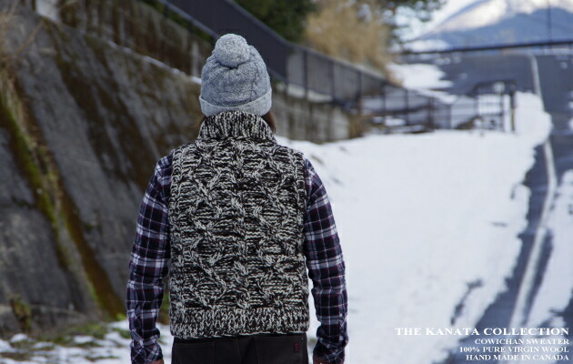 Kanata カナタ ニット ベスト カウチン ジップ リス 希少 カナダ製 S KANATA（カナタ） カナダ製 カウチンセーター ベスト ネイティブ調