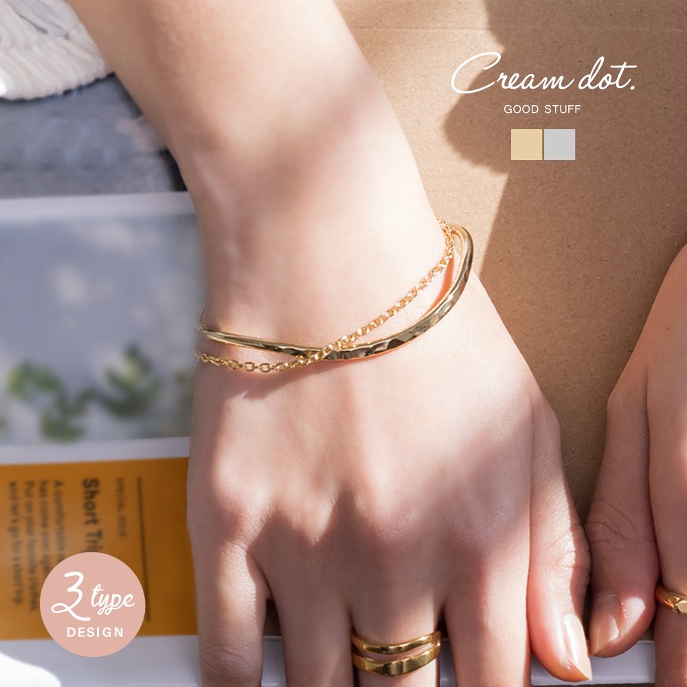 ゆうパケット】バングル レディース ブレスレット 2連 レイヤード風