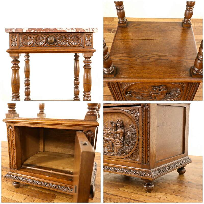 楽天市場】アンティーク 家具 ナイトテーブル サイドテーブル 大理石天