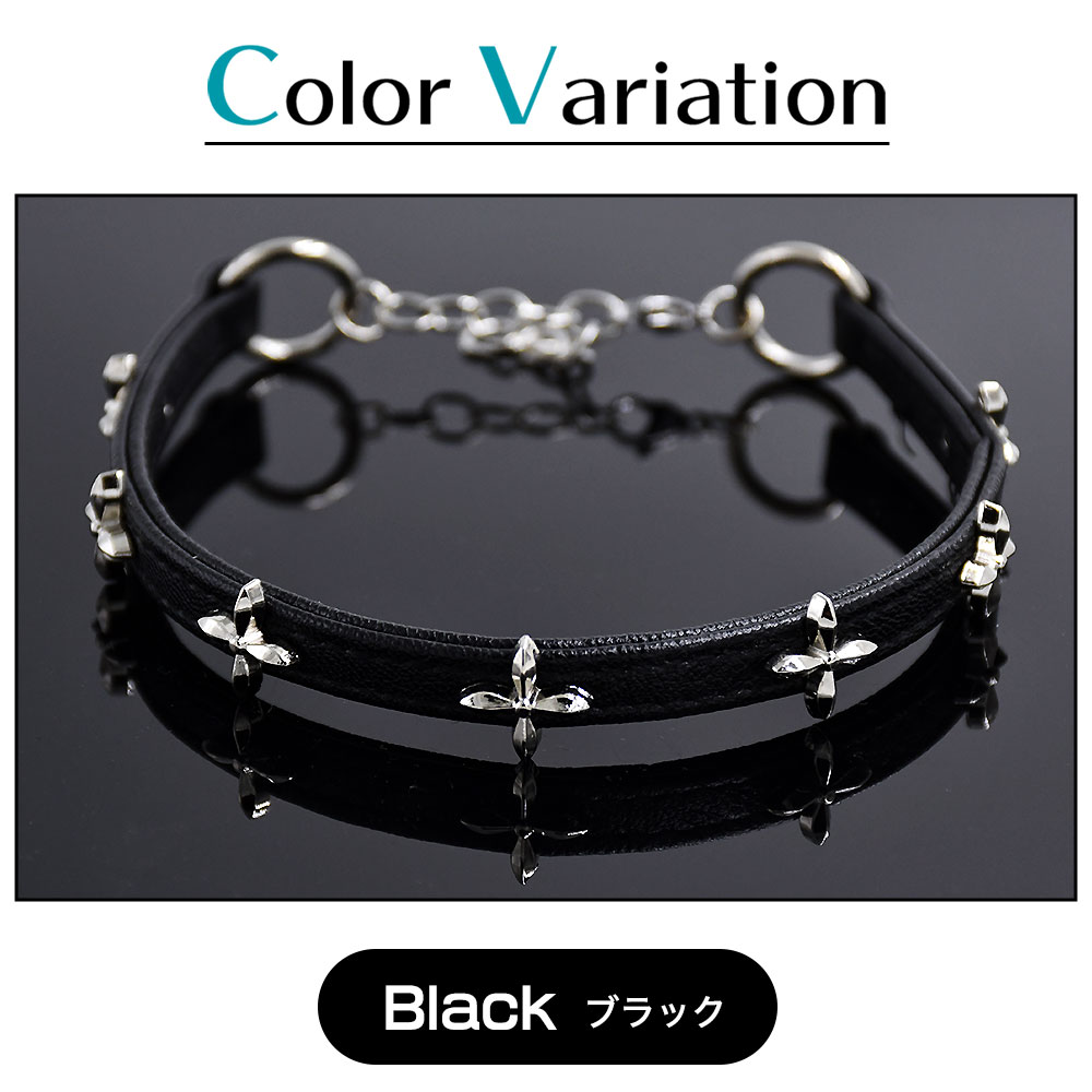 楽天市場】ブラック チョーカー 十字架 レザー ネックレス サイズ調整