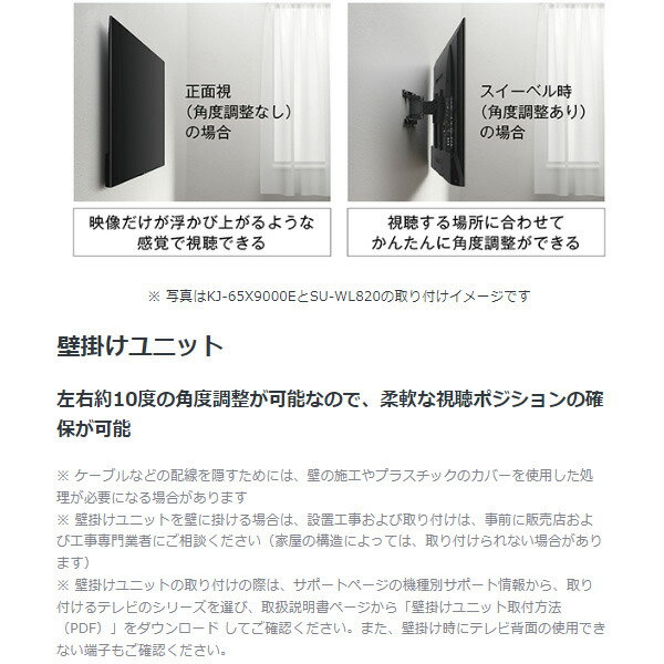 ソニー SONY テレビ壁掛け金具 壁掛けユニット SU-WL820【送料無料
