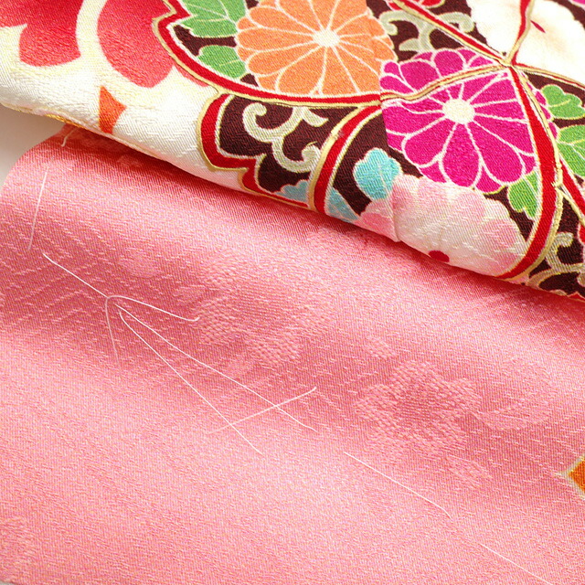 楽天市場】【新品】 訪問着 着物 正絹 袷 金駒刺繍 金彩加工 ピンク 桜