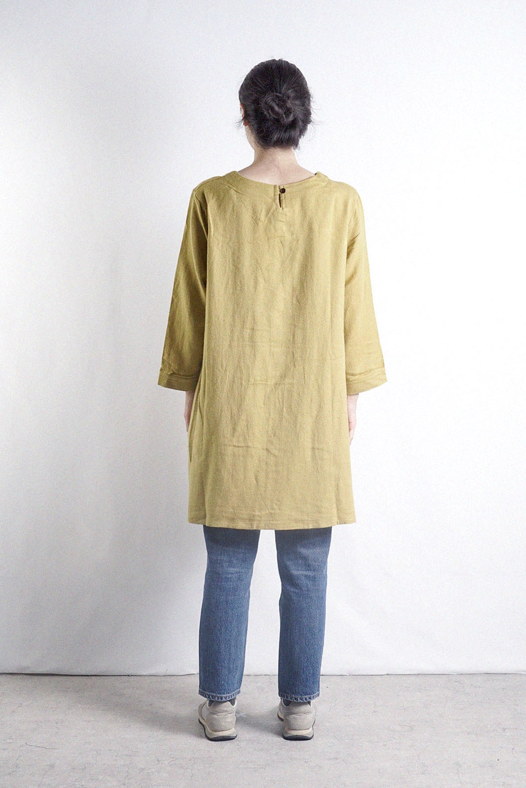 楽天市場】リネンウール 後ろボタンワンピース ナチュラル ワンピ 7分
