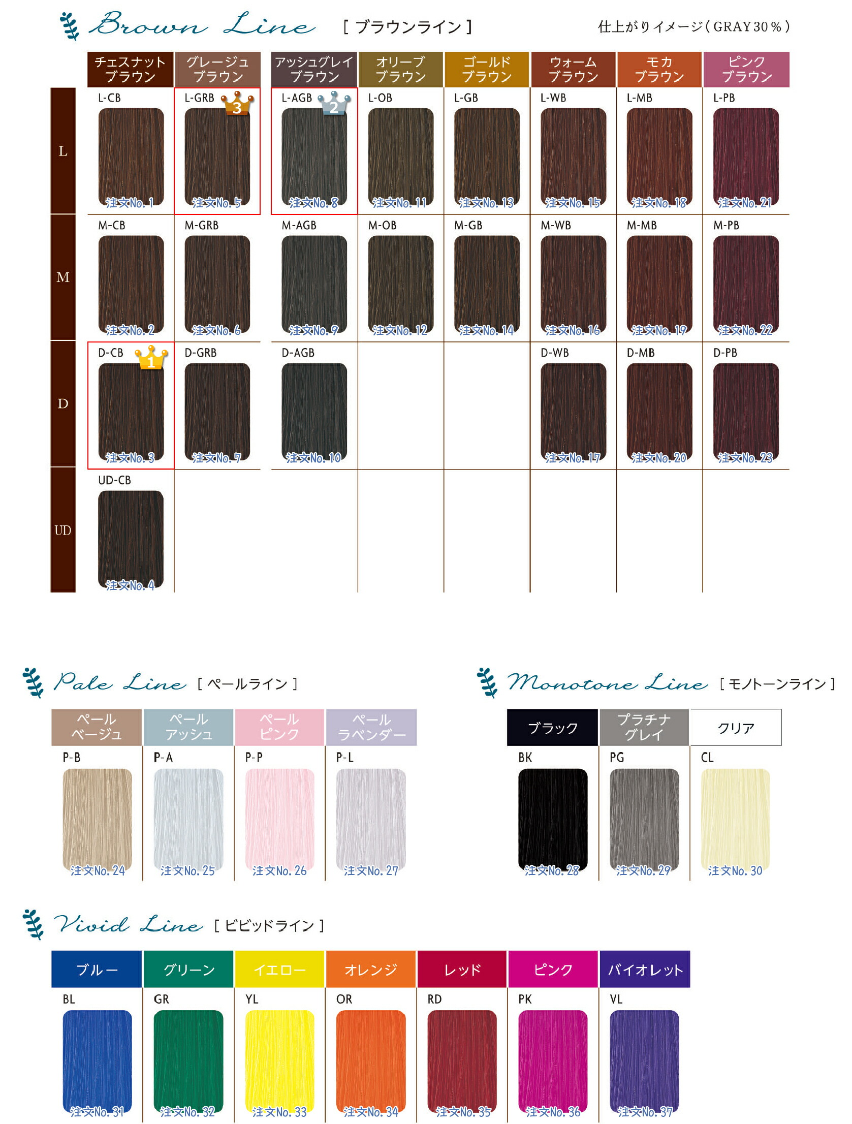 オルディーブ ルドレス カラーチャート ヘアカラー／白髪染め【ミルボン】