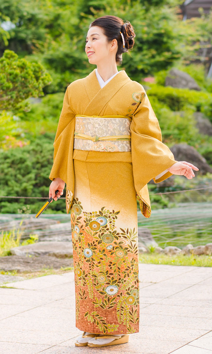 楽天市場】【レンタル】高級正絹 着物 訪問着 フルセット 芥子色