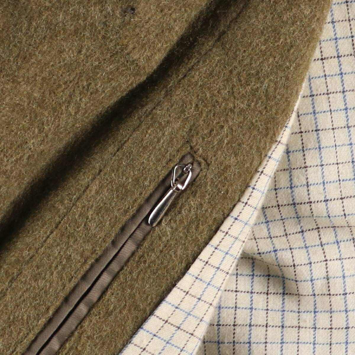 古着 80年代 エルメス HERMES カシミア混 ウールハーフコート メンズL