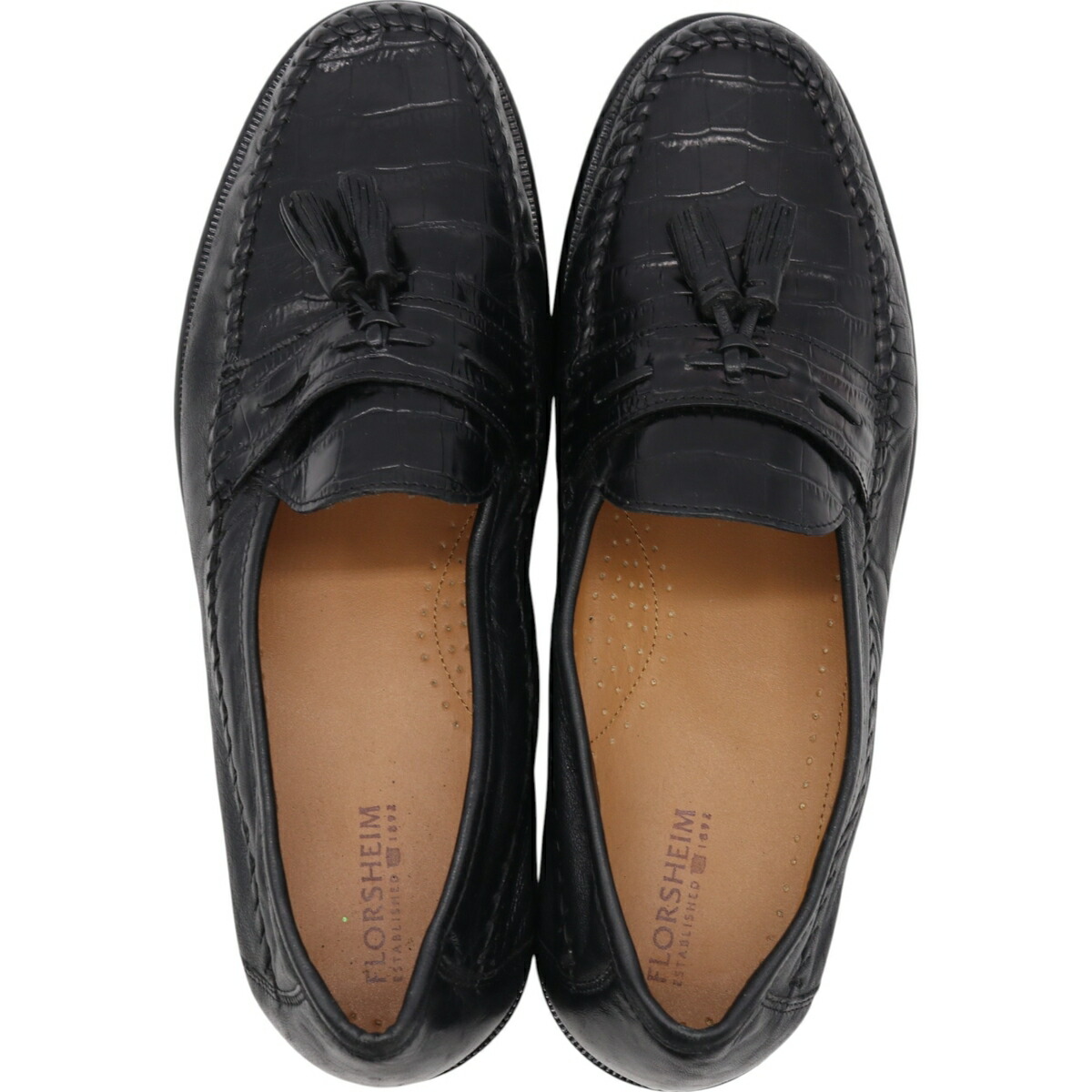 古着 フローシャイム Florsheim クロコダイル 型押し タッセル