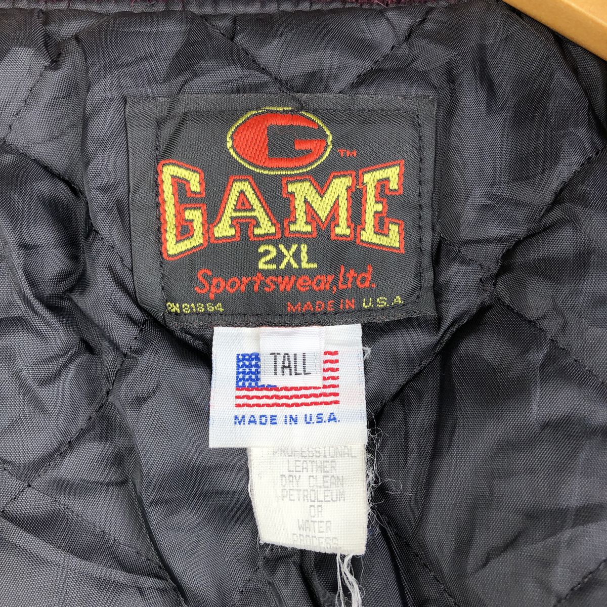 古着 90年代 GAME Sportswear 中綿入り 袖革ウールボタンスタジャン