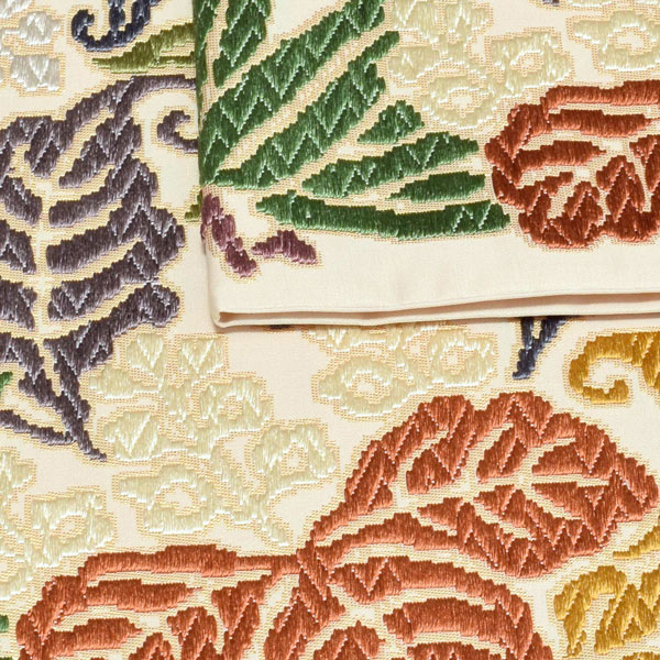 Prices down2】唐織袋帯 「生成り色地 桐竹文」 錦工芸謹製 六通柄