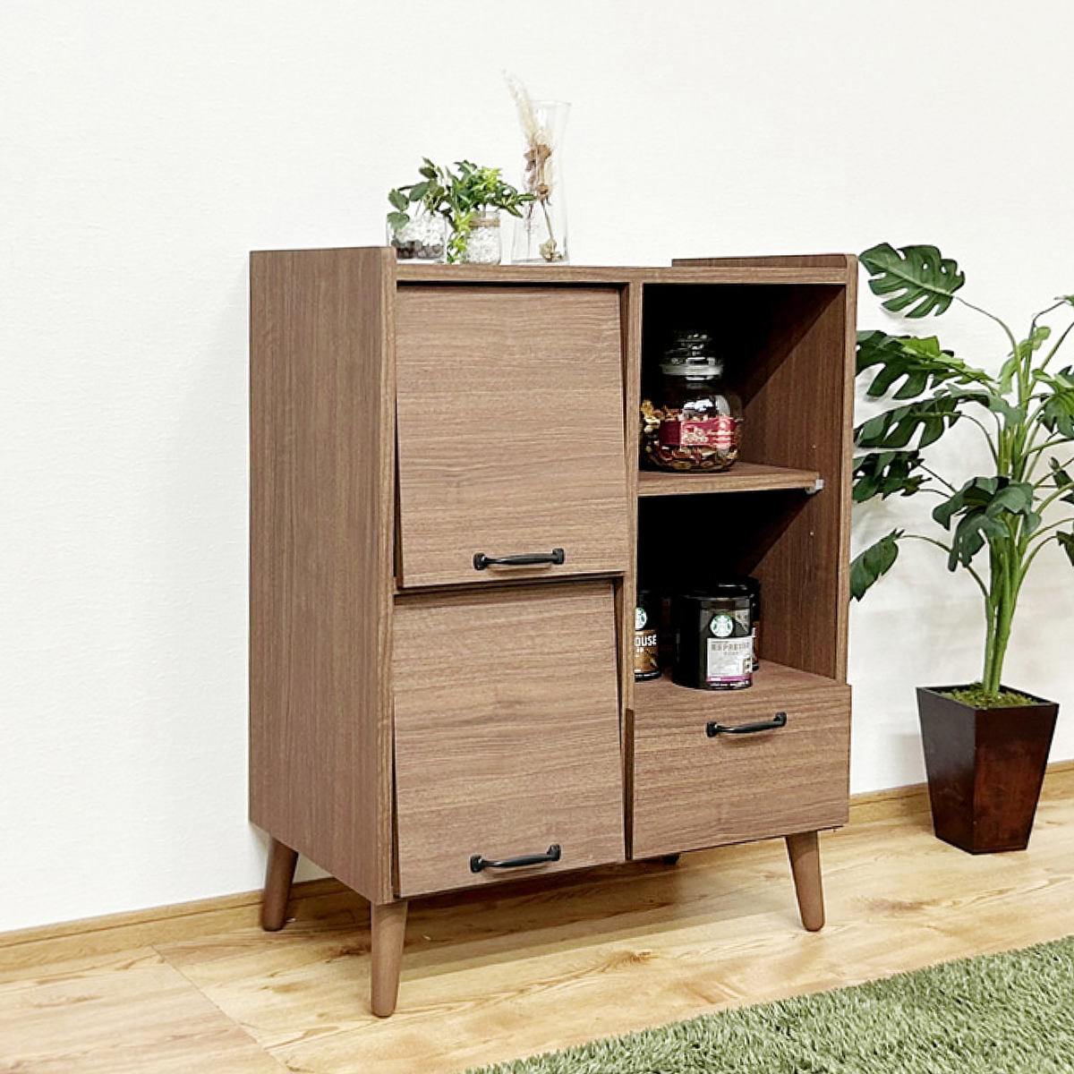 楽天市場】キャビネット 幅72cm フラップ扉 日本製 （ 本棚 ラック 棚