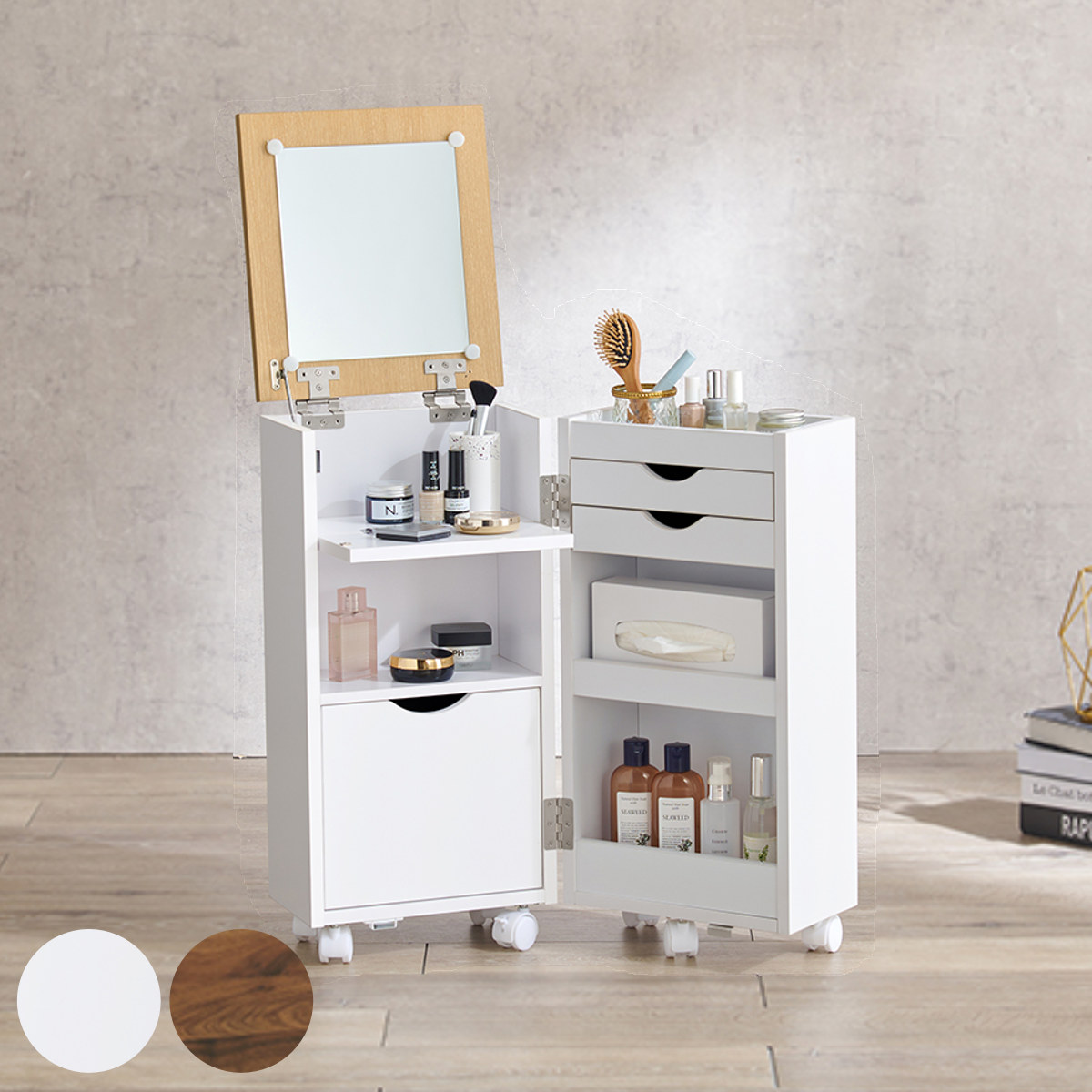 sayuさま専用】全身鏡ドレッサーワゴン ホワイト sayuさま専用】全身鏡