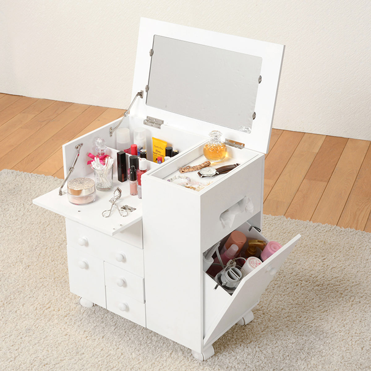楽天市場】コスメワゴン キャスター付 ドレッサー （ コンパクト 大