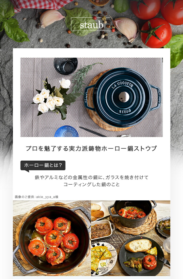 ストウブ Staub アーティチョークココット 22cm 両手鍋 ホーロー 鍋