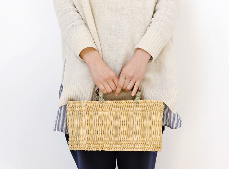 楽天市場】松野屋 ストロー革手横長カゴ S モロッコ バスケット 収納