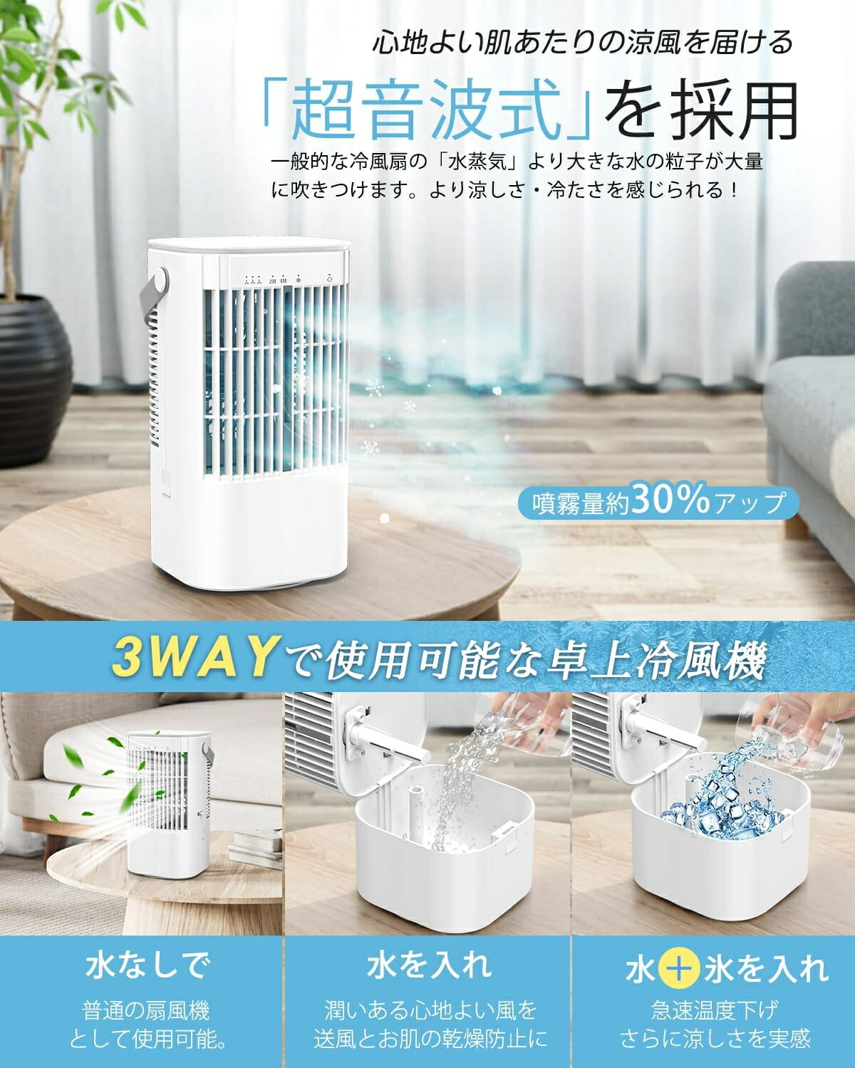 楽天市場】冷風機 冷風扇 強力超音波式 900ML大容量 小型 10W省エネ