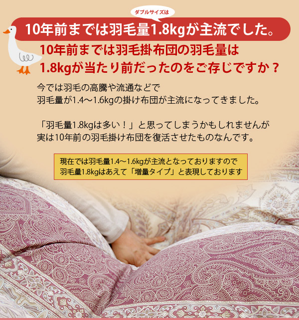 受注生産】ホワイトダウン93％柄はおまかせ最高級羽毛掛け布団ダブル