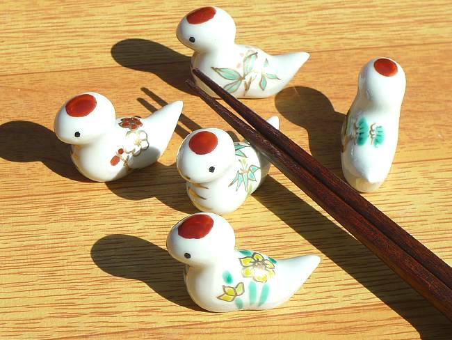 干支巳迎春草花箸置きセット - 京焼清水焼 松韻堂