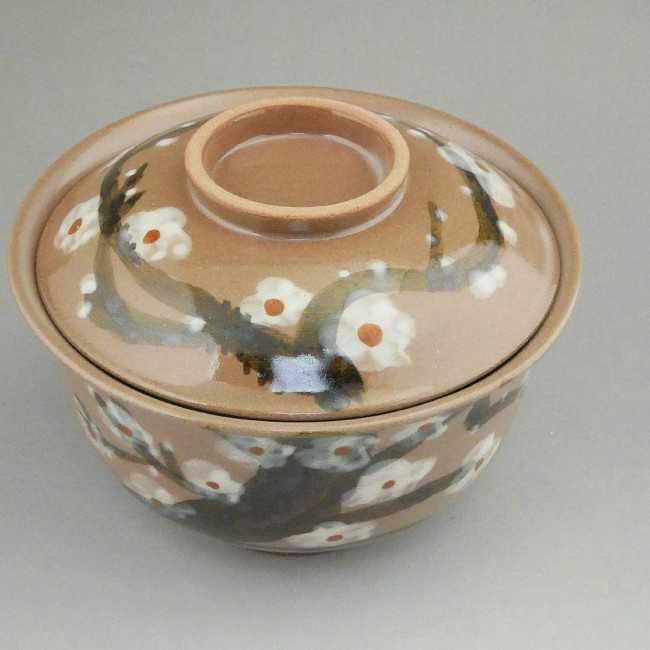 乾山槍梅蓋付茶碗 雅楽 - 京焼清水焼 松韻堂