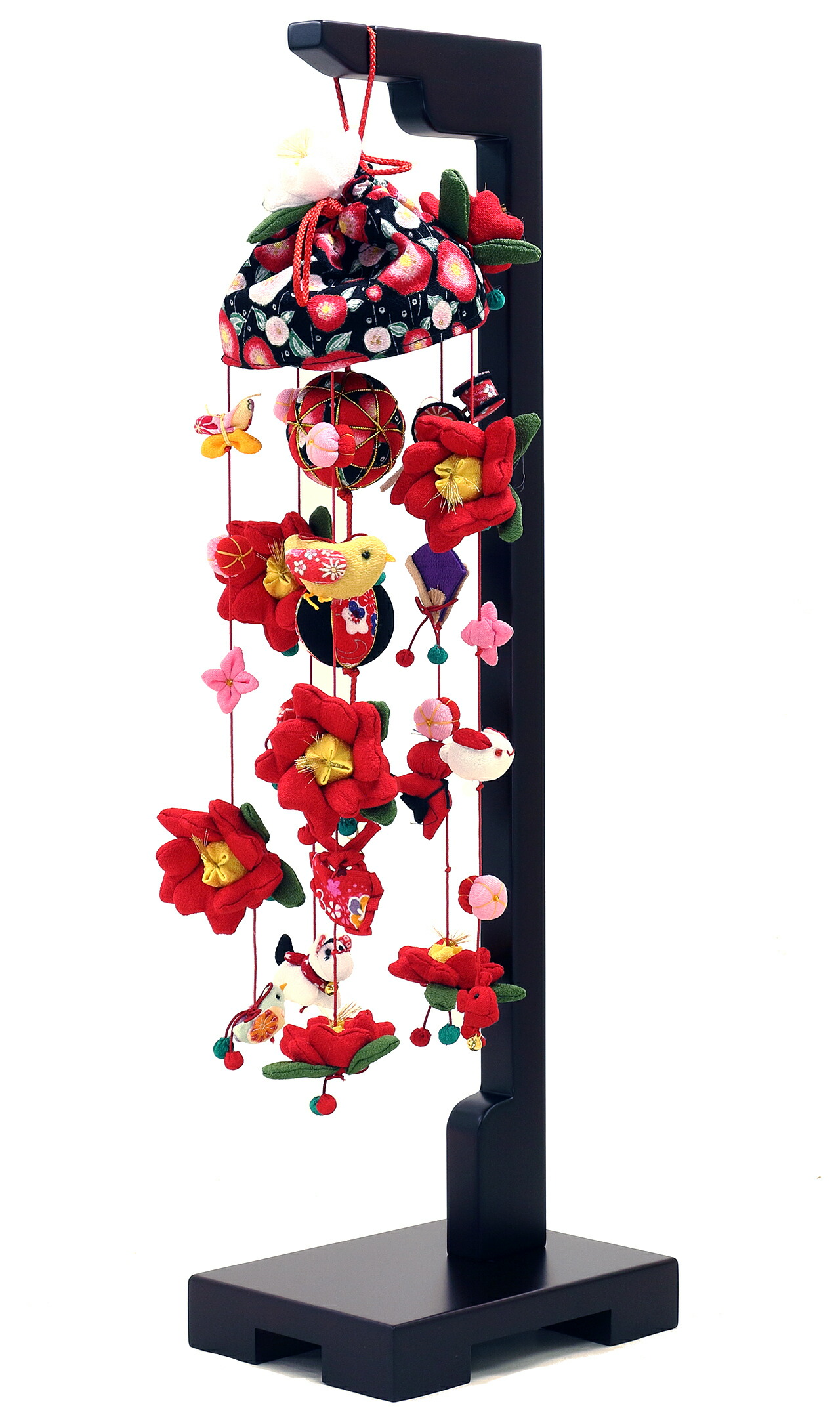 雛人形 吊るし飾りセット【P84601】 ちりめん製手作りの大きな椿が