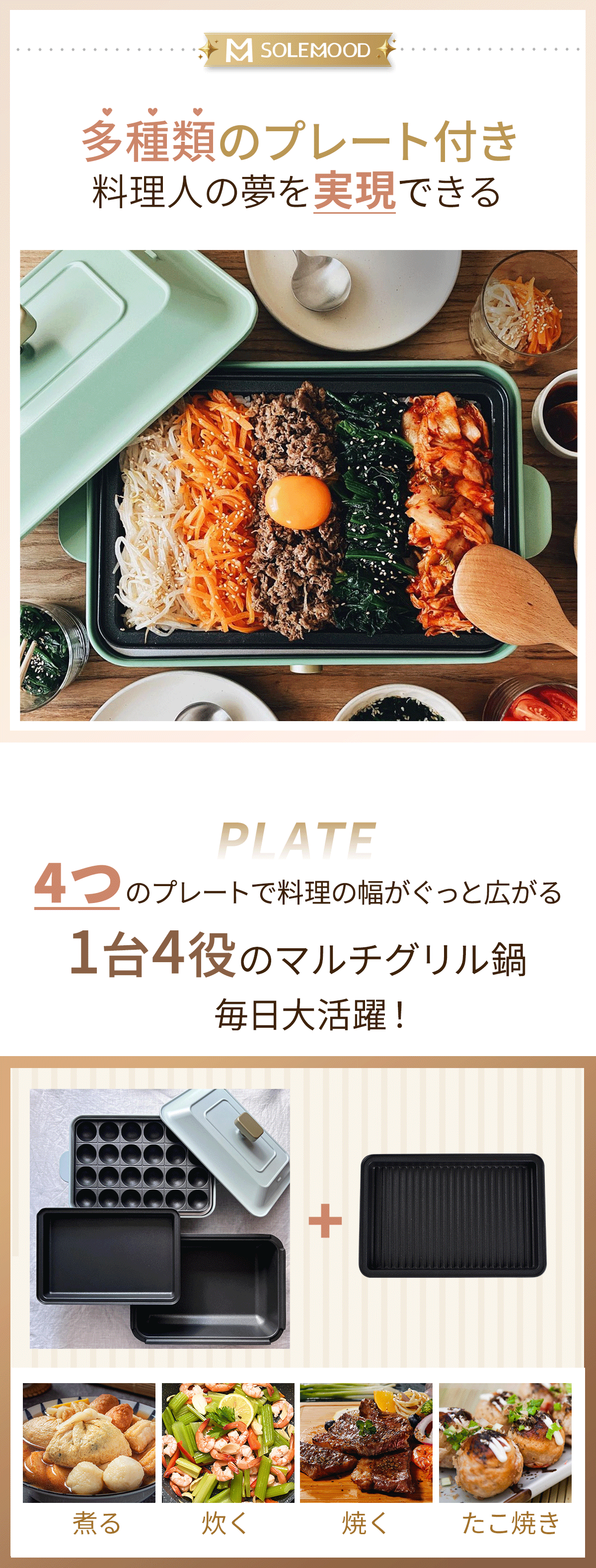 楽天市場】ホットプレート 4種類プレート / 1～4人用 / 送料無料 鍋