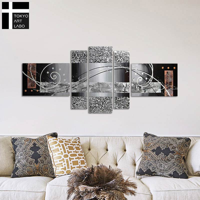 楽天市場】【2月25日 限定クーポン】絵画 インテリア 壁掛け 銀の抽象