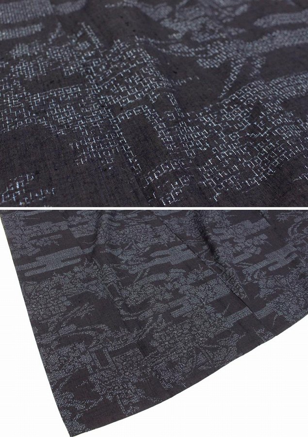 中古】 本場結城紬 単衣 証紙 着物 裄丈65 リサイクル着物 正絹 袷