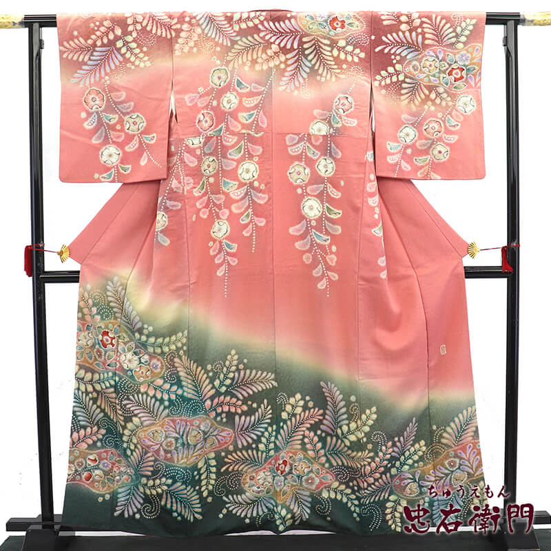 中古】 訪問着 長襦袢付き 2点セット 袷 レディース 正絹 ピンク