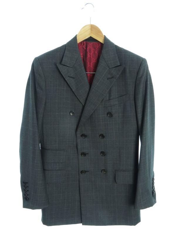 GUCCI】【イタリア製】【上下セット】グッチ『グレンチェック柄ダブル