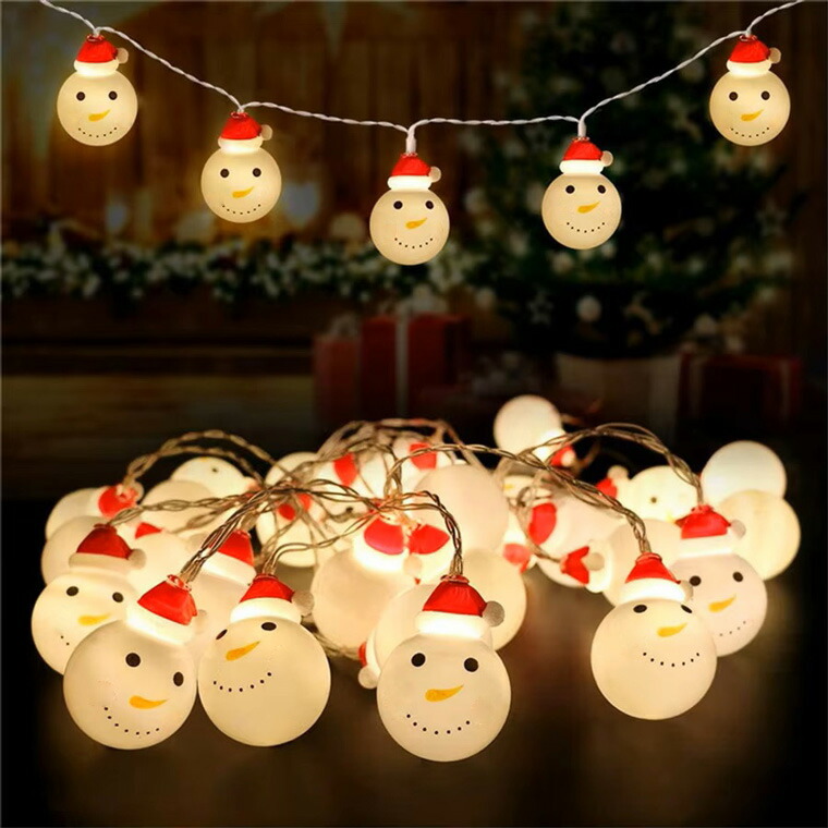 クリスマス飾り 電飾 スノマン 電池式 ガーランド ライト 20球 長さ3m