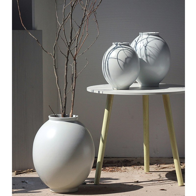 楽天市場】花瓶 白磁器 楕円型 無地 ホワイト 簡約 花器 広口 和風