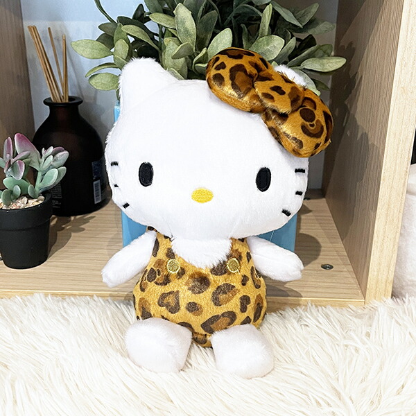 サンリオ ハローキティ ヒョウ柄 ブラウン お座りぬいぐるみ インテリア
