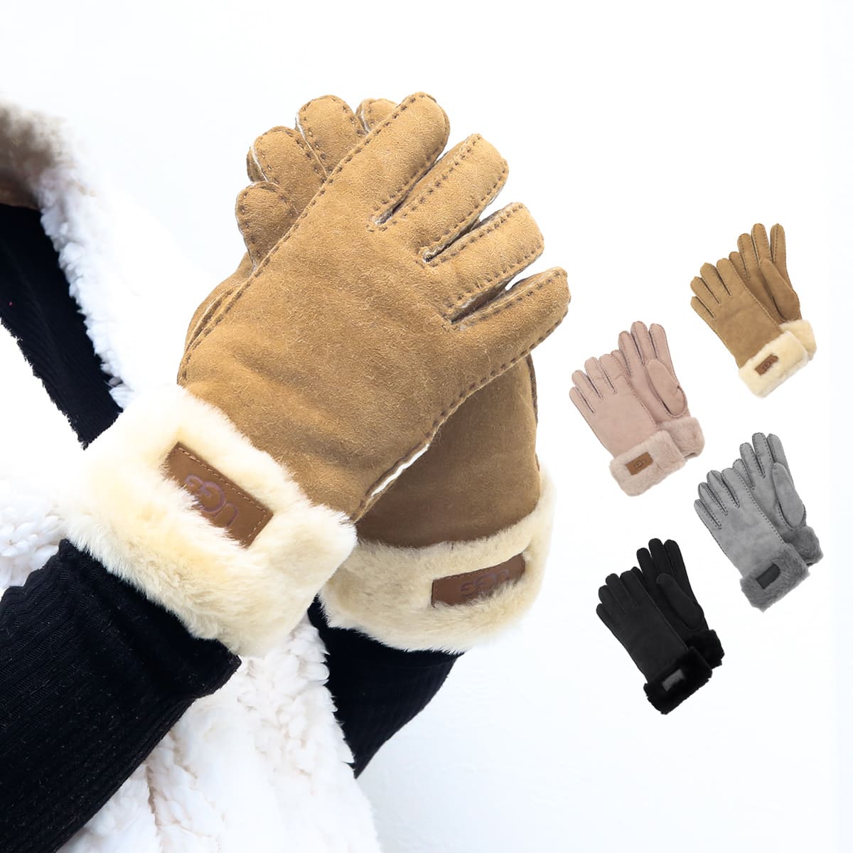 楽天市場】UGG アグ 手袋 カフ グローブ シープスキン ファー W TURN