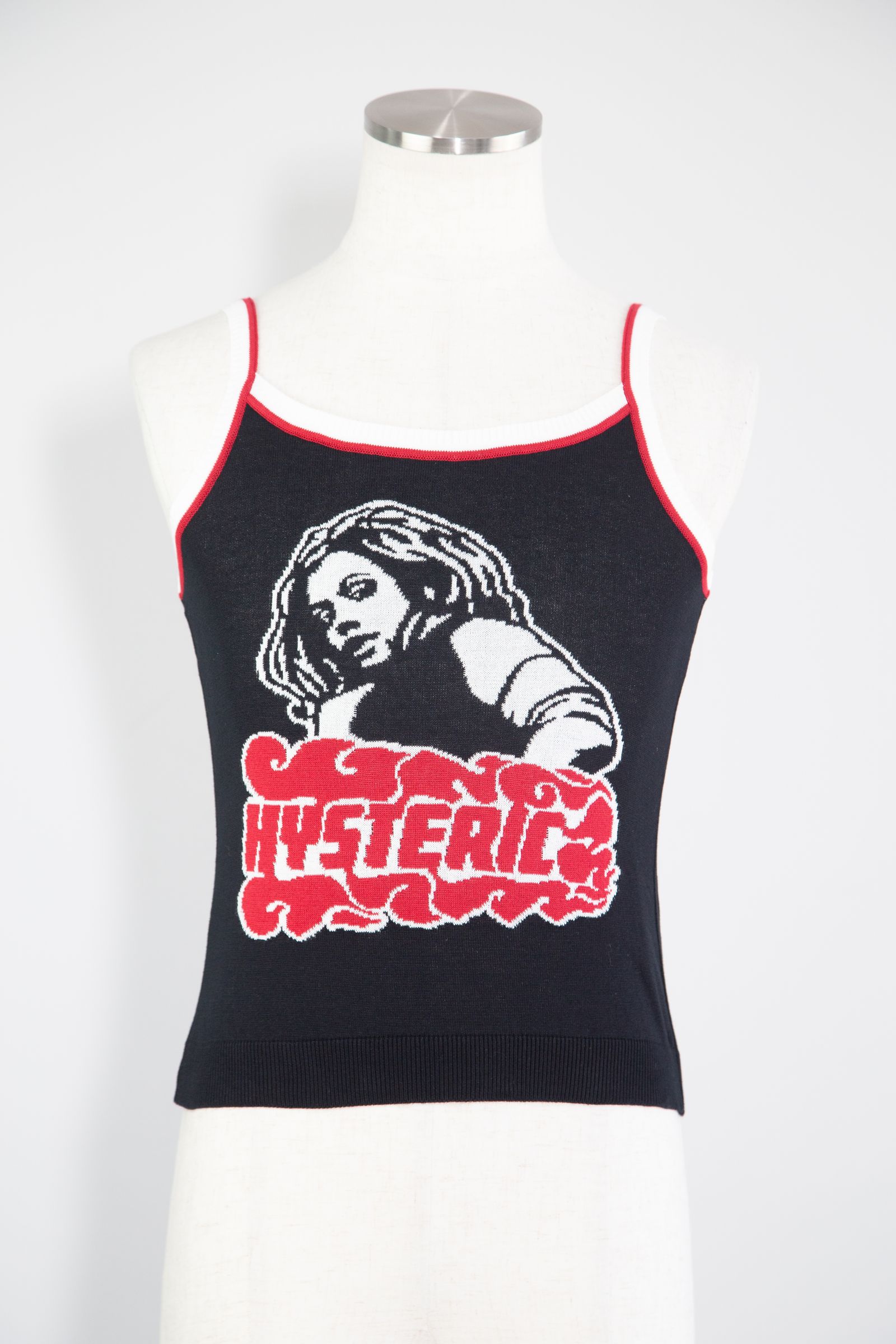 HYSTERIC GLAMOURフリルキャミソール ブラック/レッド HYSTERIC