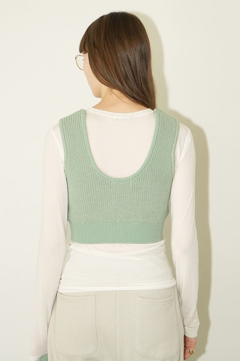 CLANE - BUSTIER SET KNIT CARDIGAN - MINT - カーディガン ショート
