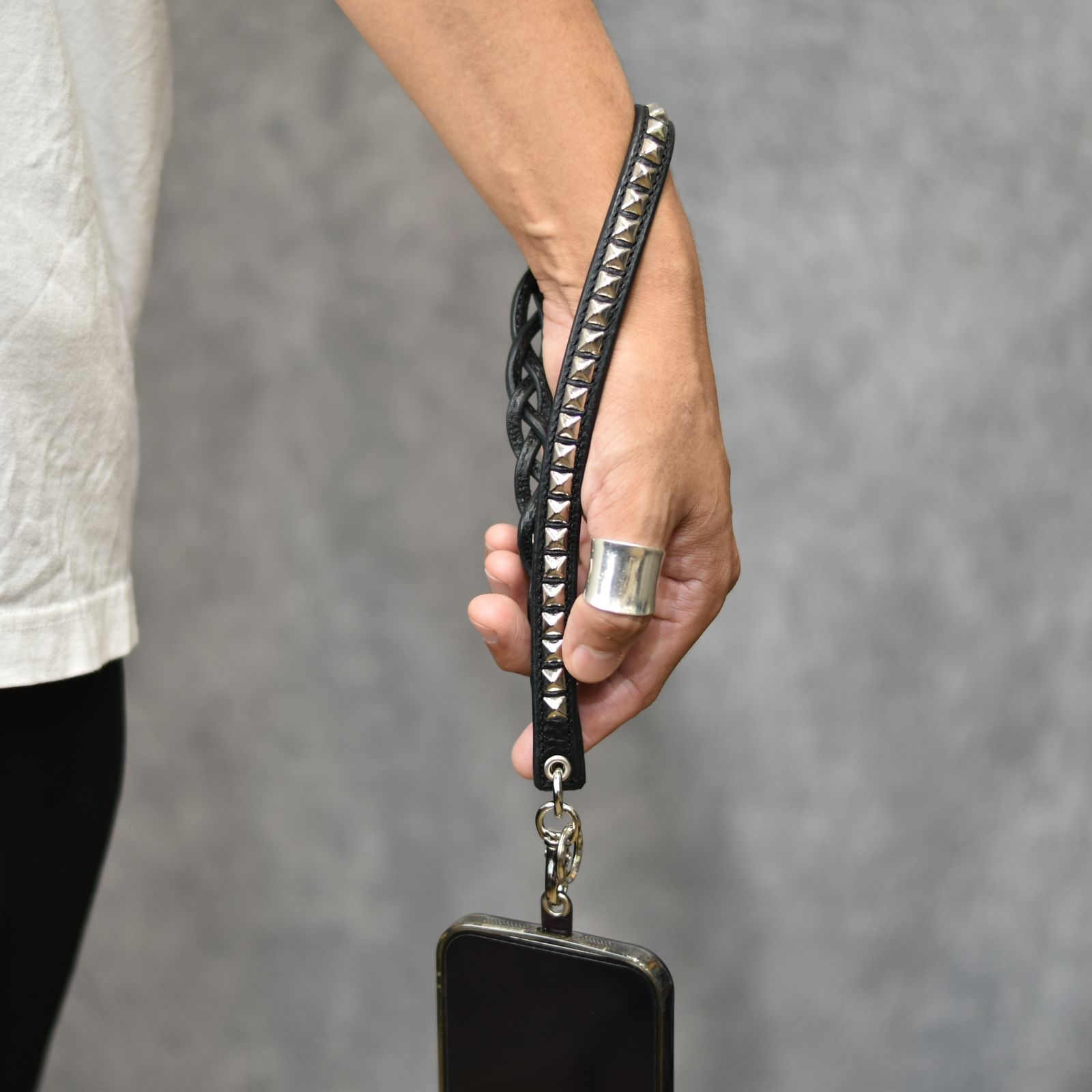 CALEE - × HIGH FIVE FACTORY LEATHER MULTI WRIST STRAP (BLACK