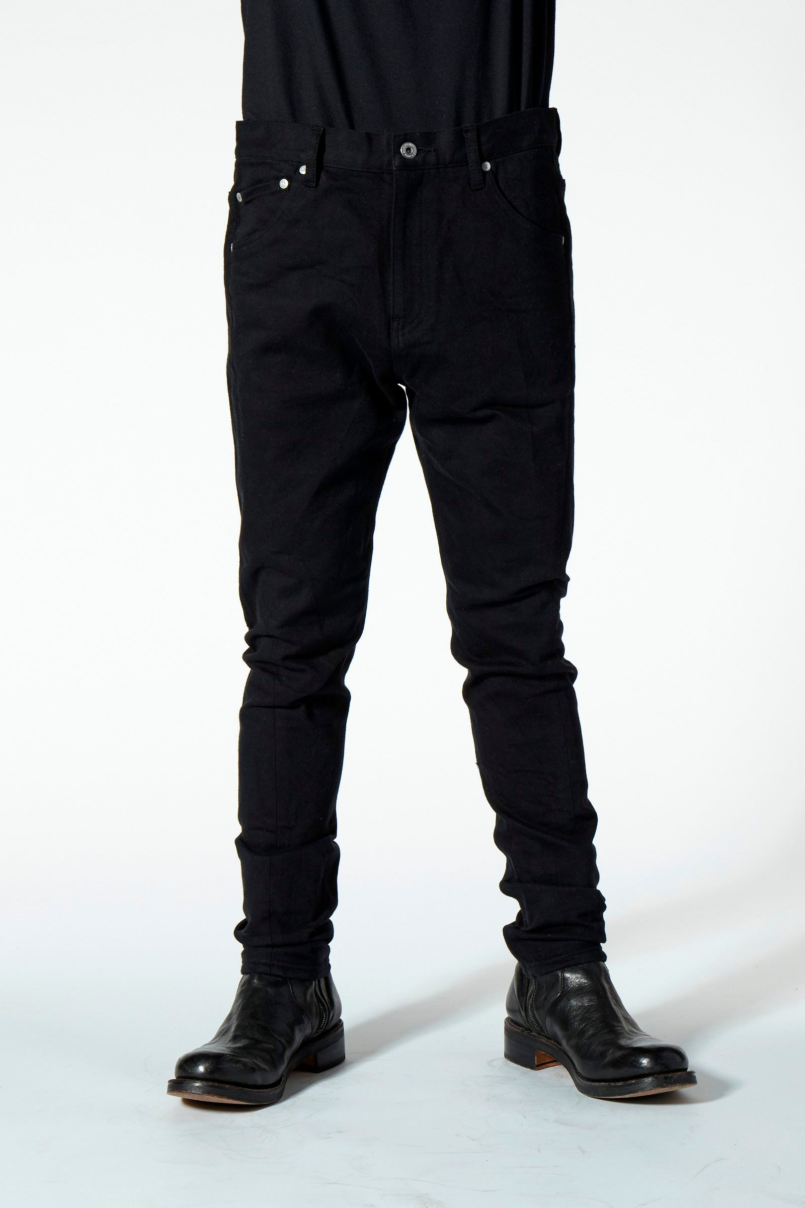 ISAMU KATAYAMA BACKLASH - ストレッチデニム 京都黒染 セミサルエル