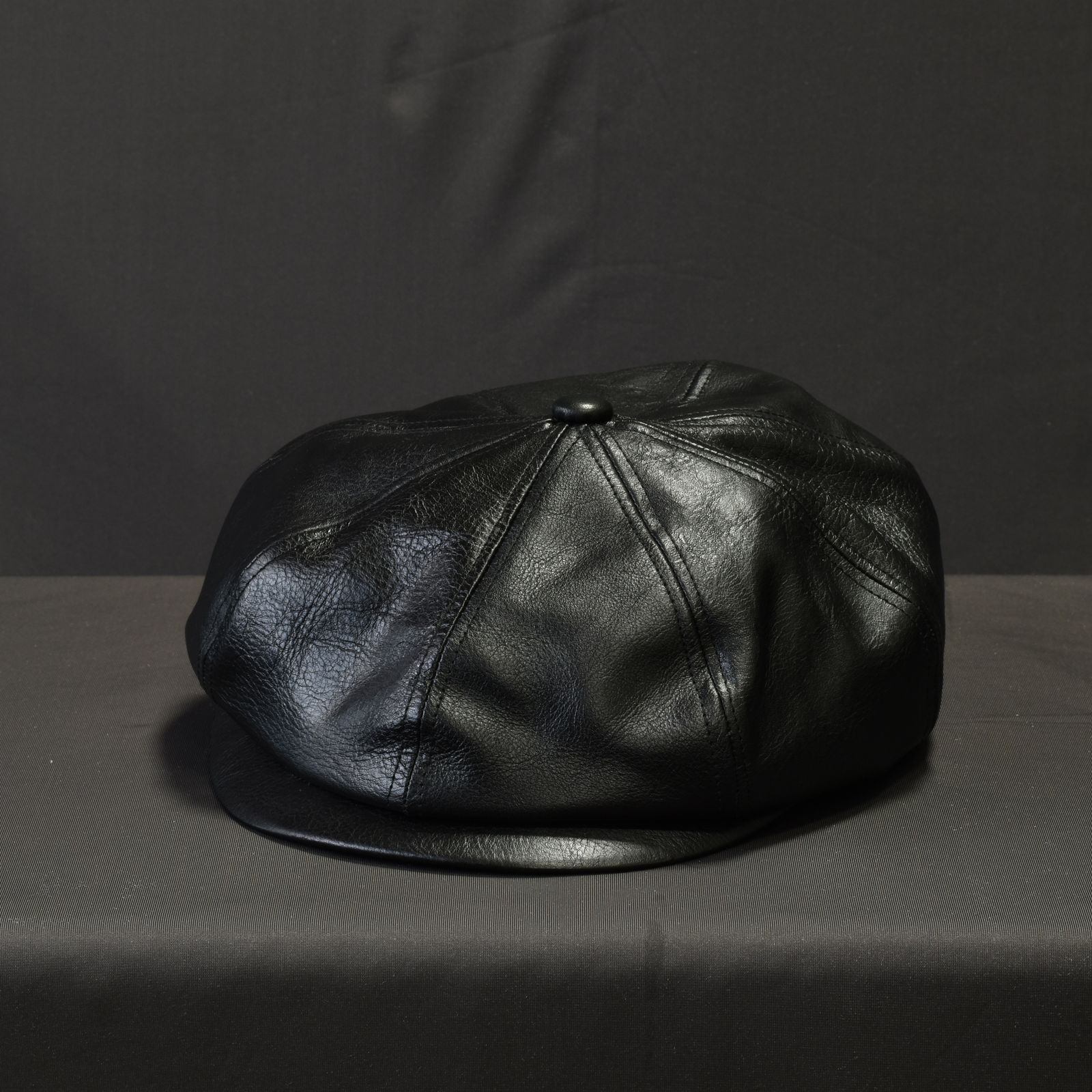 CALEE - CAL LOGO EMBROIDERY LEATHER CAS (BLACK) / ロゴ刺繍 レザー