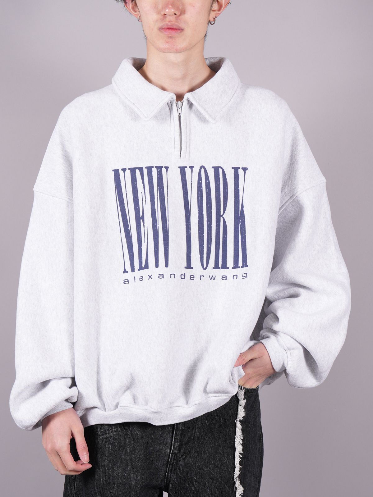 alexander wang - 【ラスト1点】HALF ZIP SWEATSHIRT WITH NY PUFF