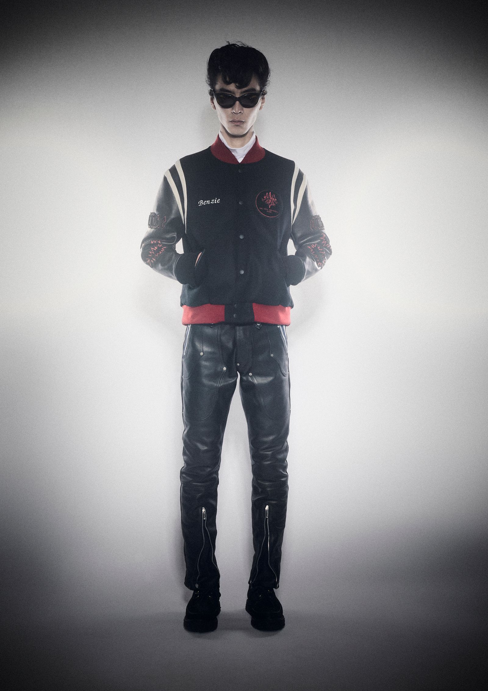 Azuma - PACHED LETTER JACKET / レタージャケット (BLACK, RED) | HAZE