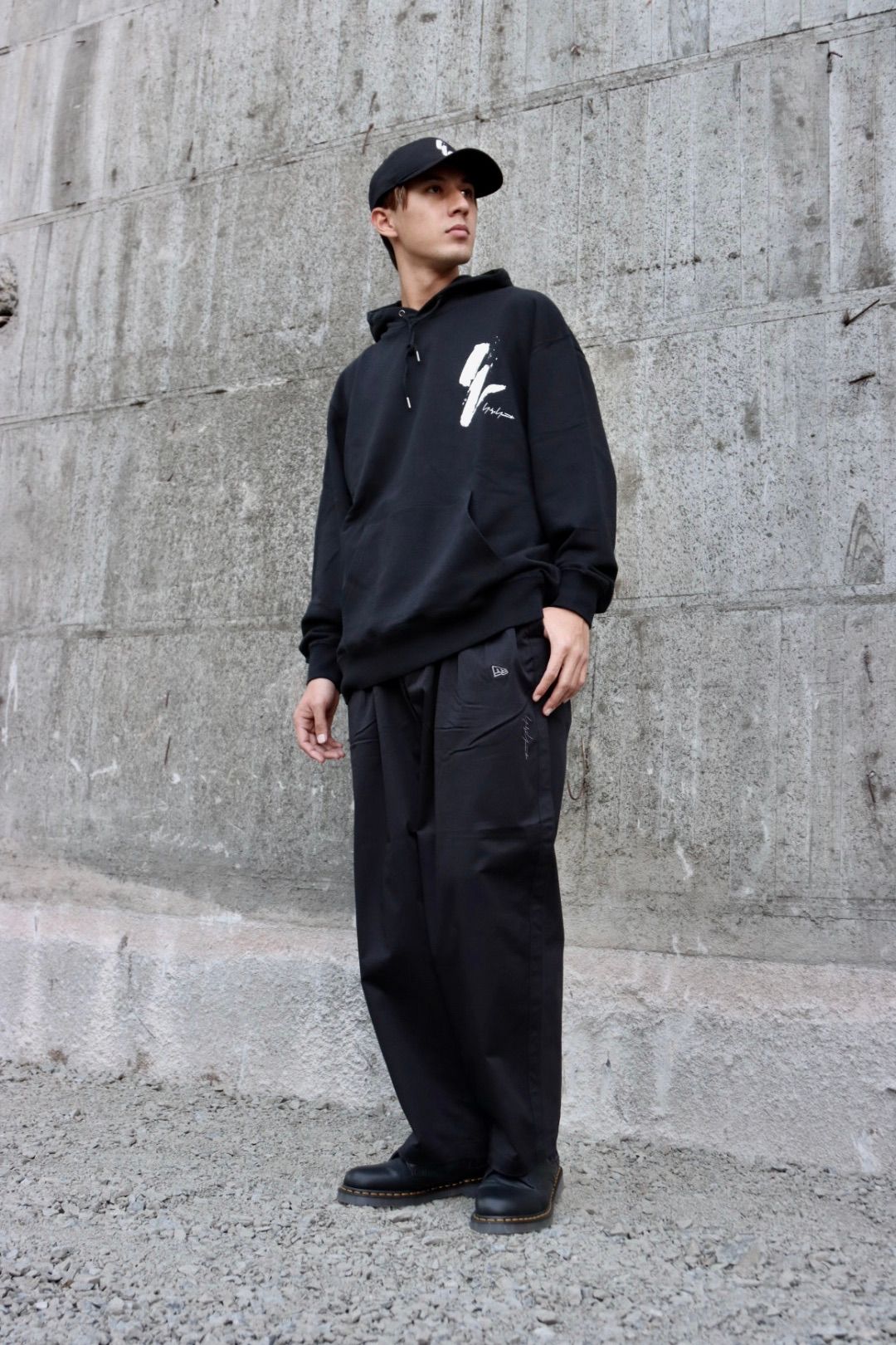 Yohji Yamamoto×NEWERA 裏毛オーバーサイズドプルオーバーフーディー