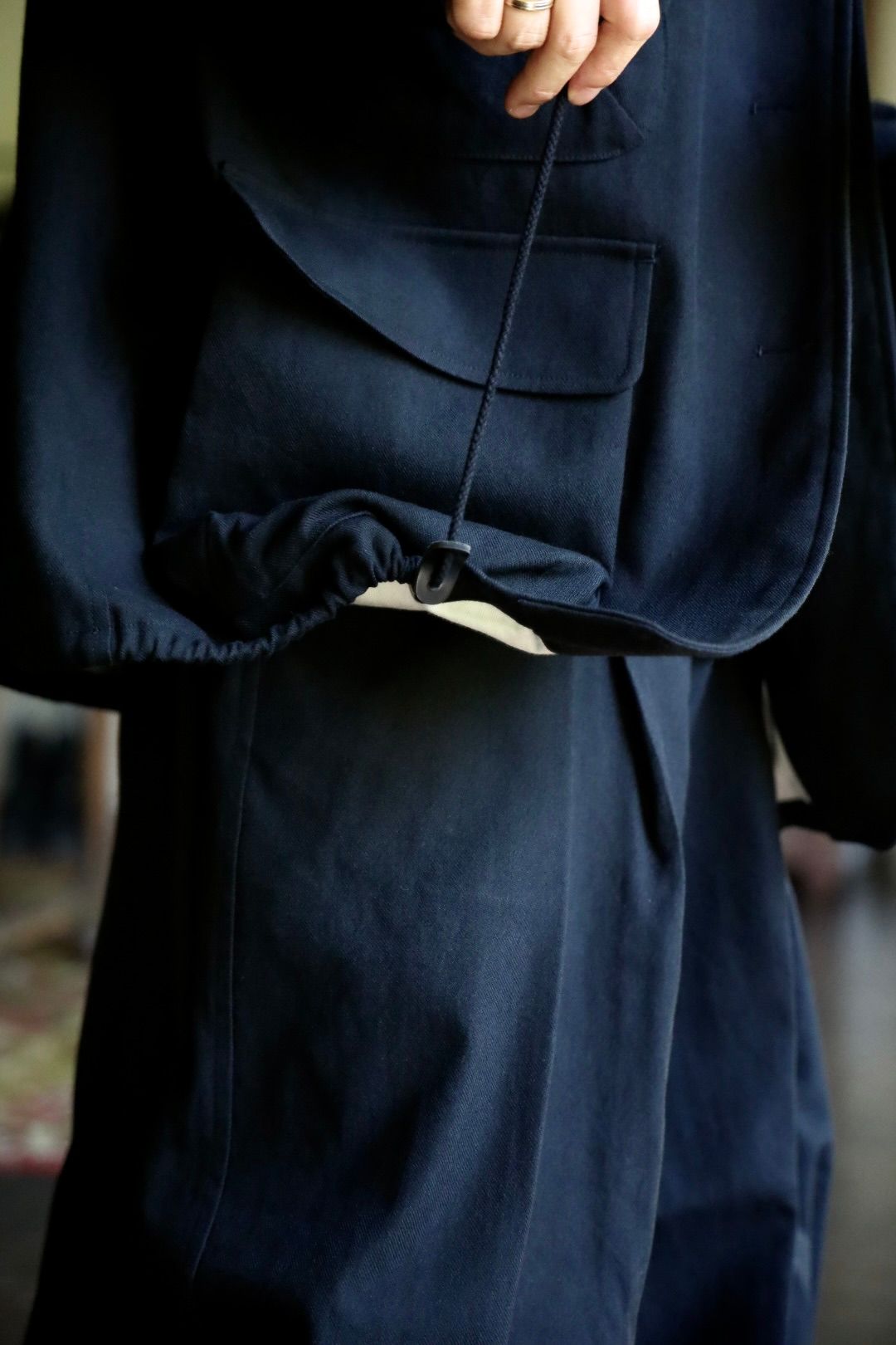 COMME des GARCONS HOMME ウールサージ縮絨ドローコードジャケット