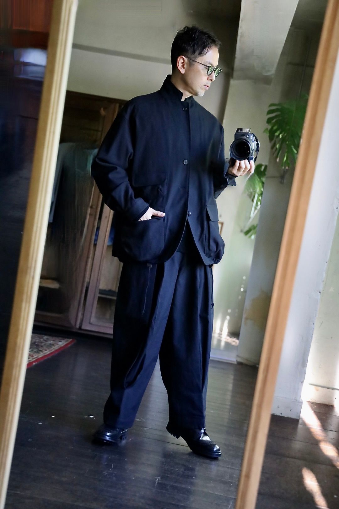 COMME des GARCONS HOMME ウールサージ縮絨ドローコードジャケット