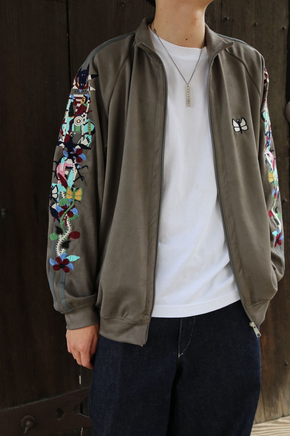 doublet CHAOS EMBROIDERY SUEDE TRACK JACKET