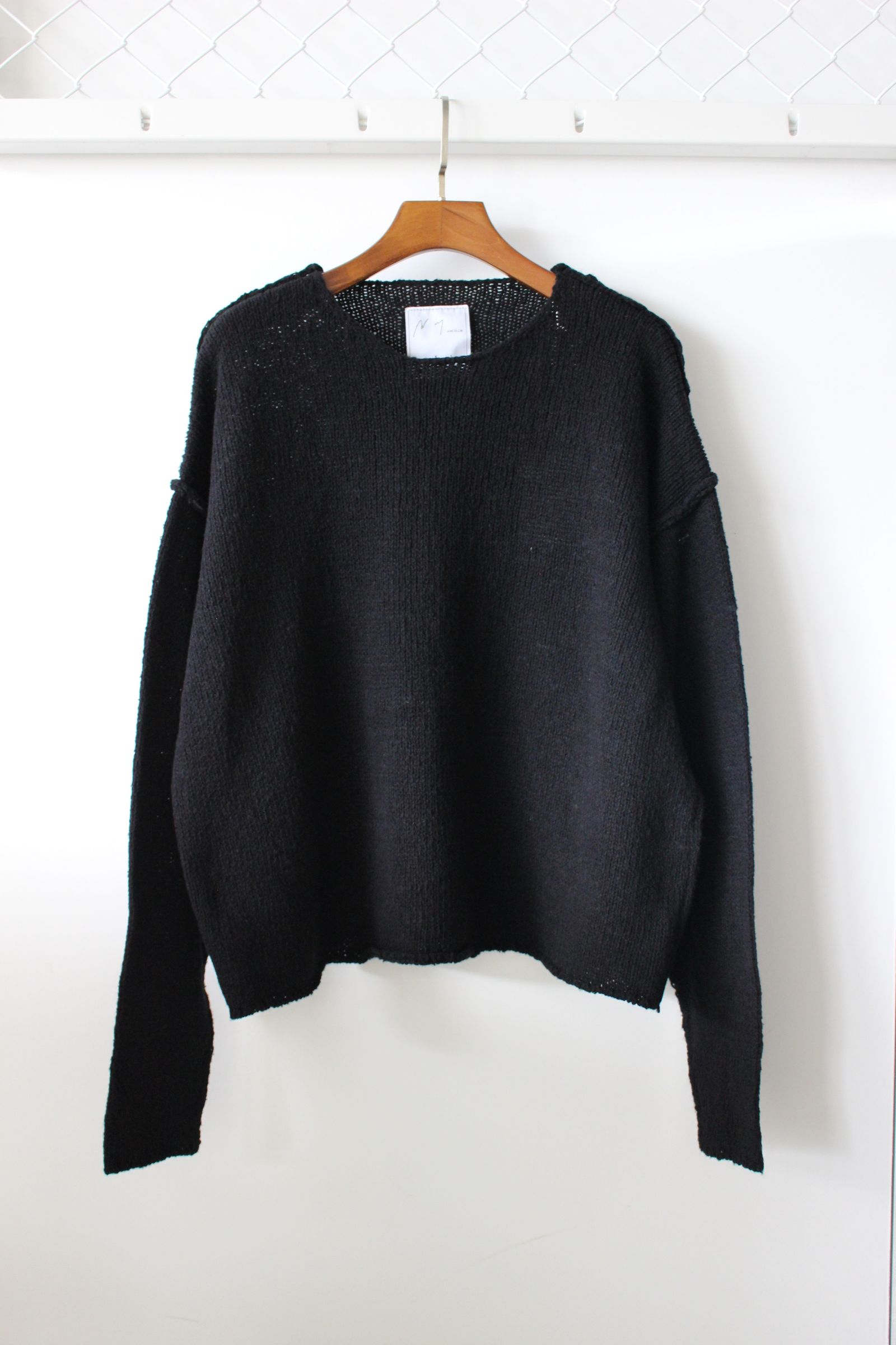 ANCELLM - DAMAGE HEAVY WAFFLE OVERSIZED LS T-SHIRT/BLACK | NapsNote